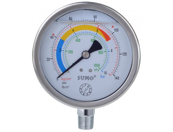 เกจ์น้ำมัน 63mm.x100barx1/4" ออกล่าง